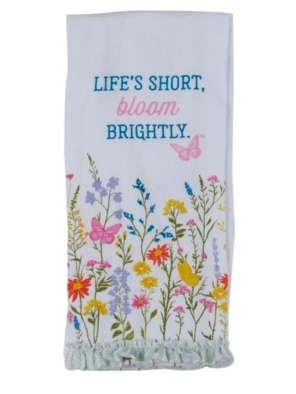DOLLY PARTON 'Life's Short, Bloom Brightly' Floral Kitchen Towels - Pink Accents